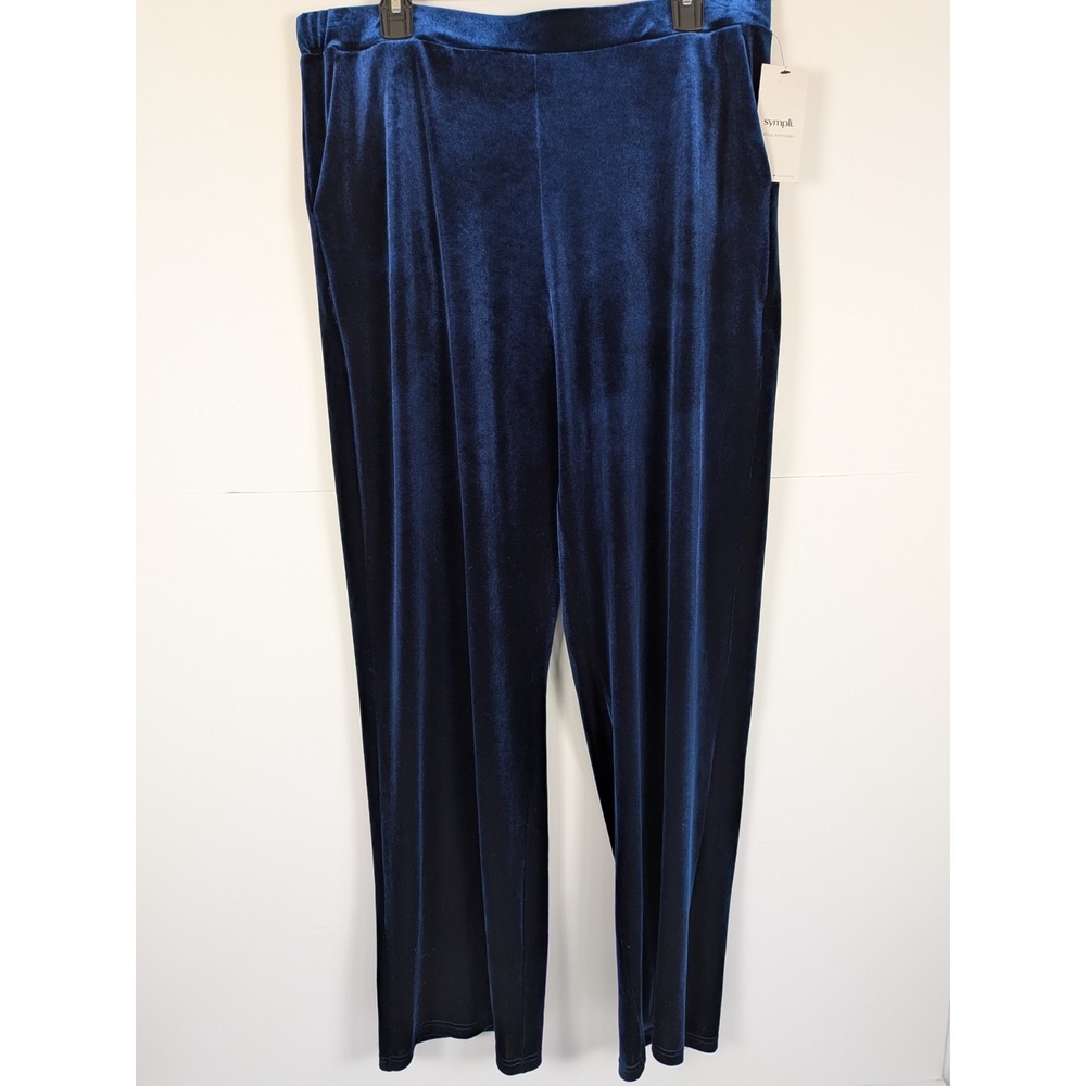 NEW Sympli Pants Womens 14 Velvet Midnight Blue Straight Leg Pant